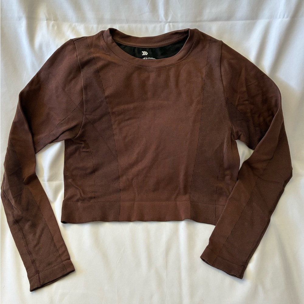 Chocolate Brown Ribbed Seamless Crop Top by all in motion Women’s Size Large